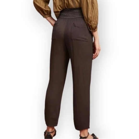 ett:twa Anthropologie Sz S Gauze Boho High Rise Pull On Sulawesi Smocked Joggers - Picture 2 of 12